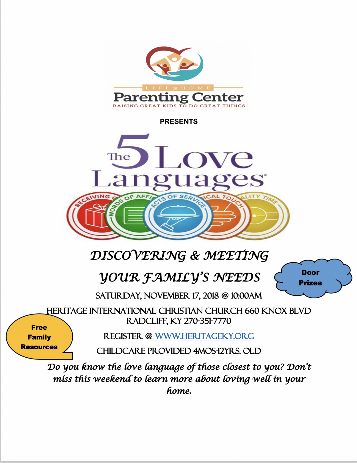 5 Love Languages Parenting Seminar Heritage